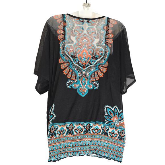 INC International Concepts Woman 1X Top Flowy Stretch Art to Wear Boho Hippie - Picture 5 of 10